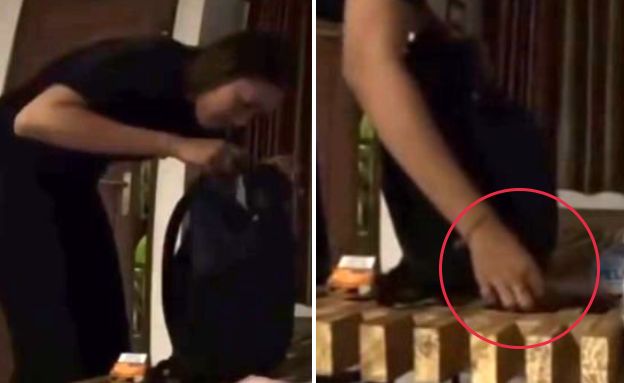 עובדת גונבת בחדר מלון באלי 