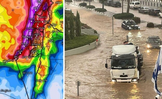 הצפות חריגות בנתניה (וידאו AVI: חדשות)