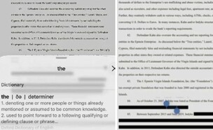 מביך: כך אפשר לקרוא את החלקים המושחרים בתיקי אפשטיין (צילום: מתוך הרשתות החברתיות לפי סעיף 27א' לחוק זכויות יוצרים)