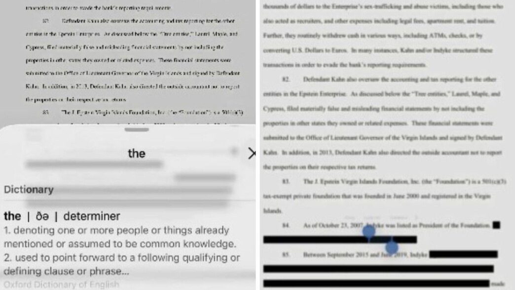 מביך: כך אפשר לקרוא את החלקים המושחרים בתיקי אפשטיין