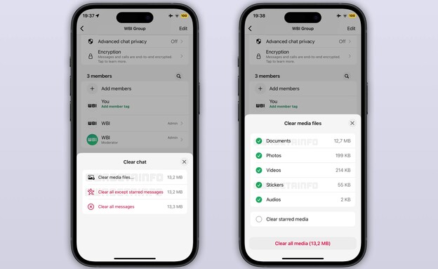 פיצ'ר ניקוי שיחות בוואטסאפ