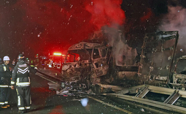 תאונת דרכים במעורבות 67 כלי רכב ביפן