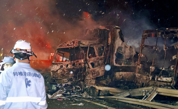 תאונת דרכים במעורבות 67 כלי רכב ביפן