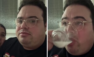 אוראל צברי שותה את חלב האם של אשתו (צילום: אינסטגרם)