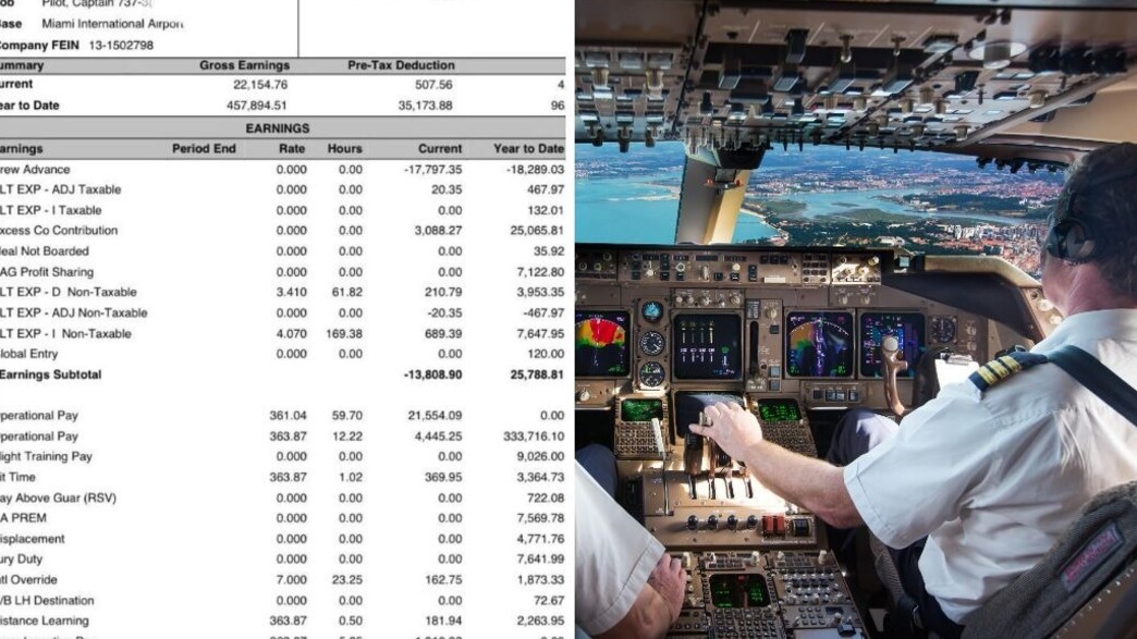 טייס, תלוש משכורת