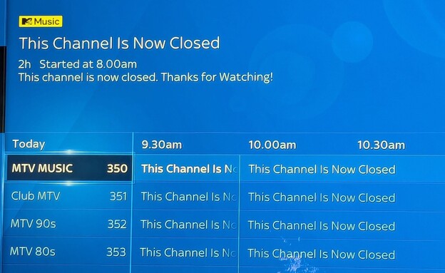 סופו של עידן: חמישה ערוצי MTV נסגרו