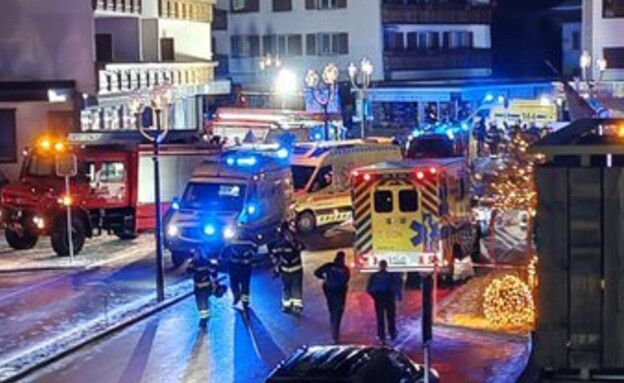 פיצוץ ושרפה בבר באתר הסקי קרנס-מונטנה באלפים 