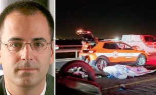 מימין: זירת התאונה, משמאל: השופט בני שגיא (צילום: איחוד הצלה, אתר בתי המשפט)