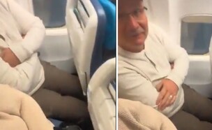 נוסע גבוה בטיסה (צילום: צילום מסך)