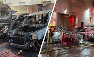 רכבים שהוצתו (צילום: דוברות כבאות והצלה)