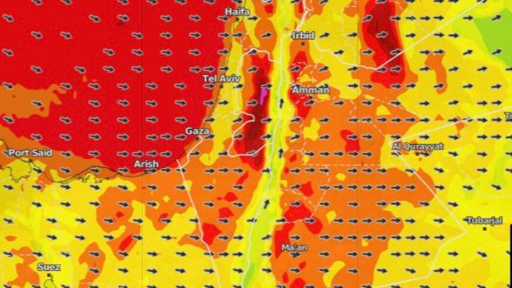 מפת הרוחות הצפויה ביום שישי