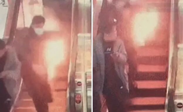 תיעוד התקלחות מטען נייד בכיס של נוסע ברכבת בסין (צילום: ללא)