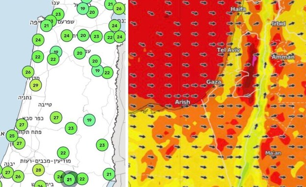 מפת הרוחות הצפויה ביום שישי וטמפ השיא היום