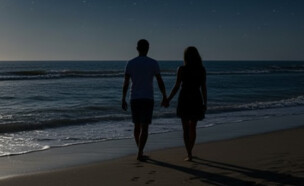 זוג צועד על חוף הים