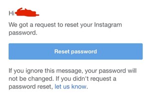 מייל איפוס מאינסטגרם (צילום: מתוך הרשתות החברתיות לפי סעיף 27א' לחוק זכויות יוצרים)