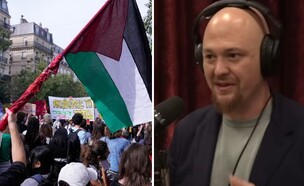 אמג'ד מסעד, הפגנה למען פלסטין (צילום: יוטיוב, AP Photo/Michel Euler)