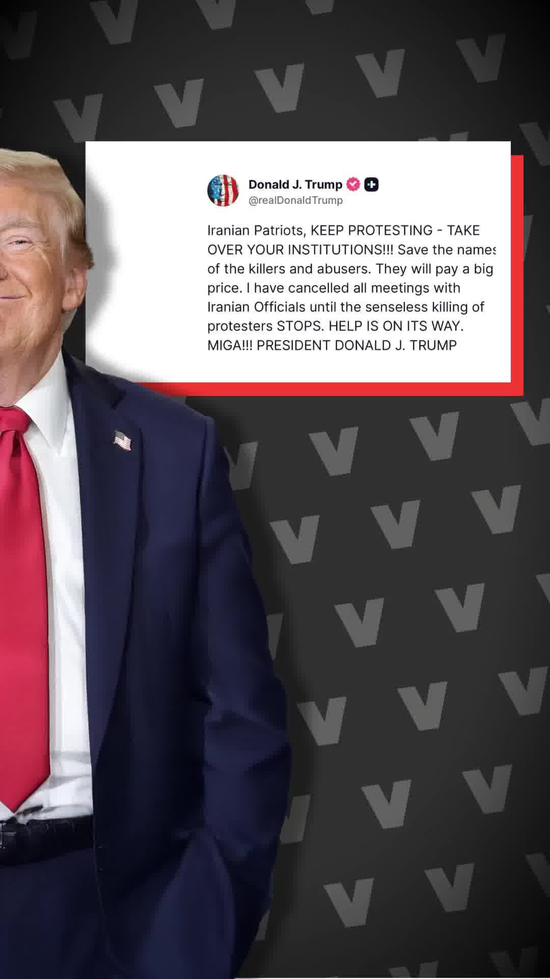 טראמפ במסר למפגינים: ״פטריוטים איראנים - המשיכו למחות, השתלטו על המוסדות שלכם! העזרה בדרך"