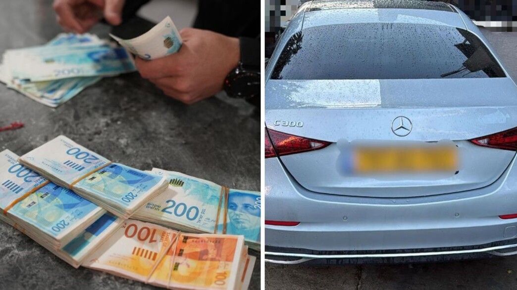 הכסף והרכב שהוחרמו בפשיטה