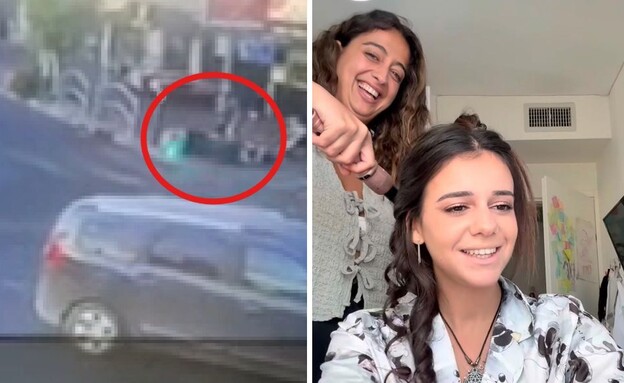 שירן לוי ז"ל ואחותה שירלי לוי, תיעוד רגעי התאונה (צילום: רחובות ניוז)