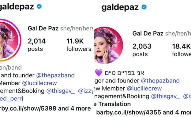 העוקבים של גל דה פז: לפני ואחרי