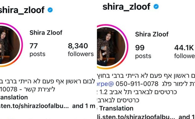 העוקבים של שירה זלוף: לפני ואחרי