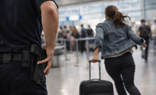 אילוסטרציה - מאבטח בשדה תעופה  (צילום: AI, ChatGPT)