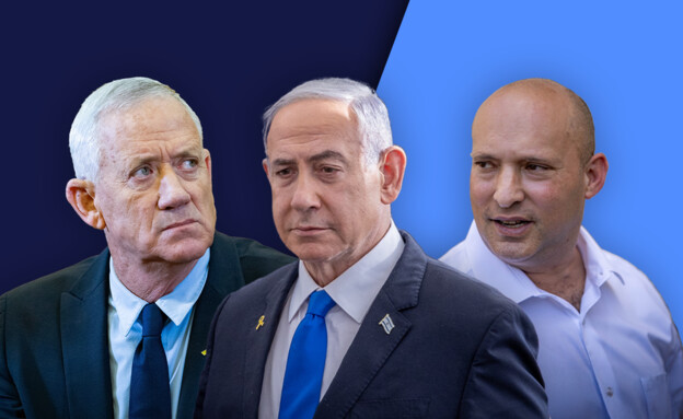 נפתלי בנט, בנימין נתניהו, בני גנץ (צילום: פלאש 90)