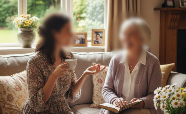 נשים יושבות בסלון