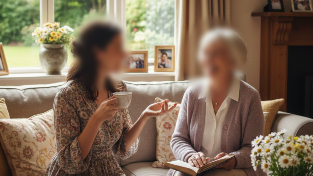 נשים יושבות בסלון נשים יושבות בסלון