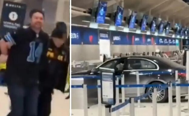 רכב שהתנגש בנמל תעופה בדטרויט (צילום: 27 א')