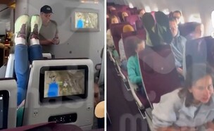 נוסעת שמה רגליים על המושב (צילום: צילום מסך)