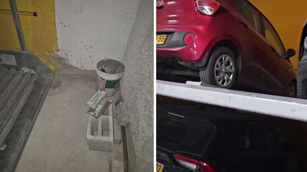 מכפיל החנייה שנפל בבניין ברמת גן מכפיל החנייה שנפל בבניין ברמת גן