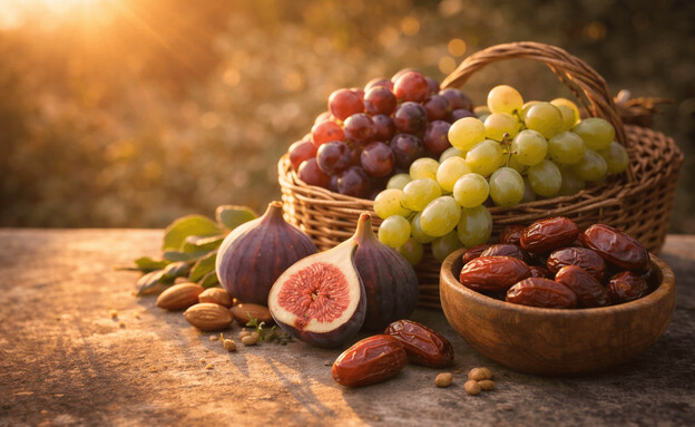 סלסלה עם פירות לכבוד טו בשבט סלסלה עם פירות לכבוד טו בשבט