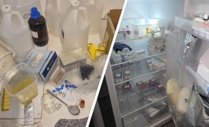 המפעל הפיראטי לייצור תרופות (צילום: דוברות המשטרה)