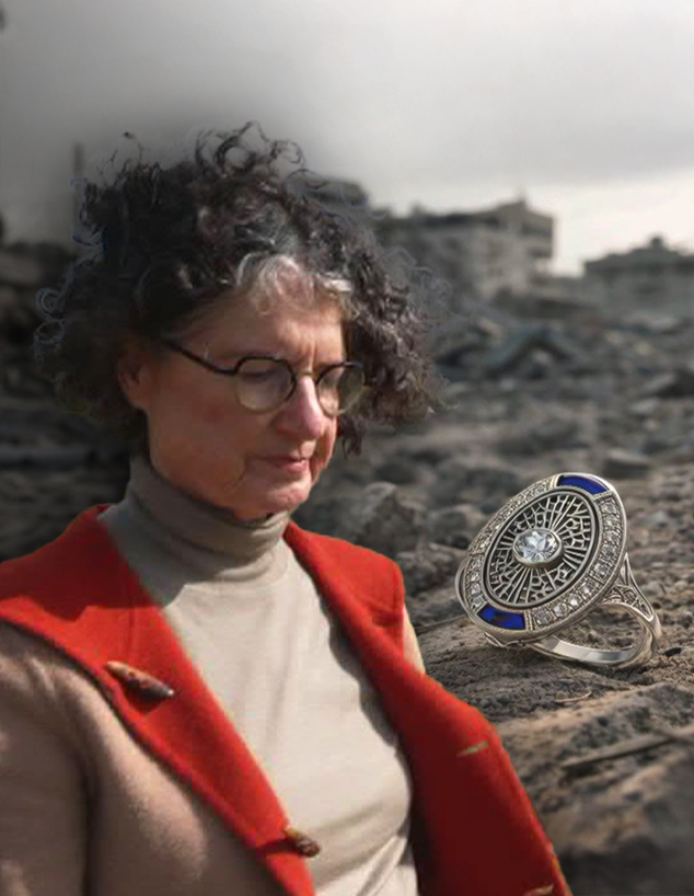 הטבעת על רקע הריסות עזה 