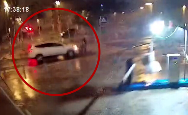 תיעוד תאונת הפגע וברח בת"א (צילום: מתוך מצלמות אבטחה של חניון הסמוך לזירה)