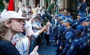 מפגינים משטרה מחאה פרו פלסטינית אוסטרליה הרצוג (צילום: Izhar Khan , getty images)