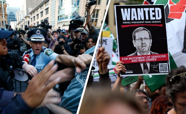 מחאות יצחק הרצוג אוסטרליה (צילום: Darrian Traynor | WILLIAM WEST , getty images)