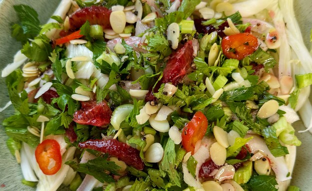 סלט שומר עם תפוזים. הכי טוב תפוז דם