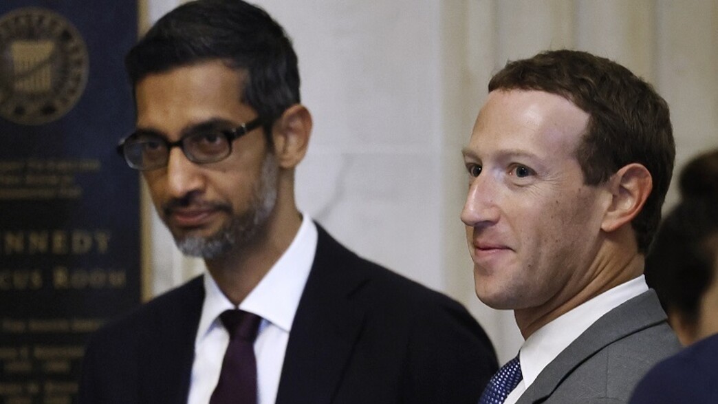 מארק צוקרברג, סונדר פיצ'אי וג'נסן הואנג בשימוע בסנאט האמריקאי