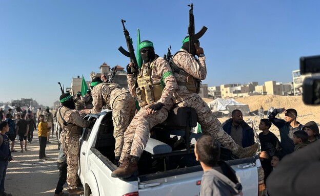 מחבלי חמאס (צילום: Doaa Albaz/Anadolu, getty images)