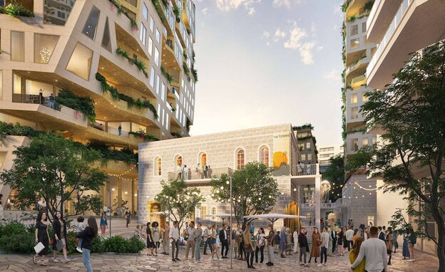 פרויקט ההתחדשות העירונית במתחם חצרות שלם בירושלים (הדמיה: mvrdv)