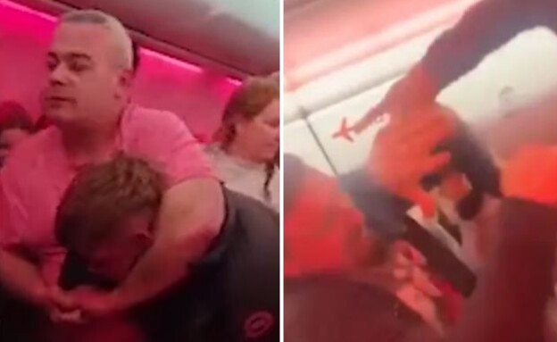 האלימות בטיסת JET2 (צילום: רשתות חברתיות)