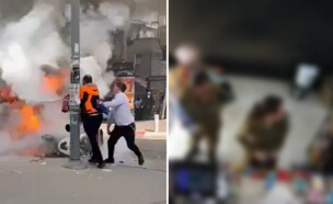 החיילות קונות במכולת בבני ברק לפני תקיפתן (צילום: אבי מוסקוב, לפי סעיף 27 א')