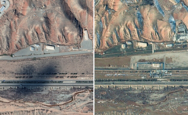 תמונות לוויין של פרצ'ין שבאיראן לפני ואחרי התקיפה 