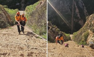חילוץ גופה מנחל עמוד (צילום: ללא)