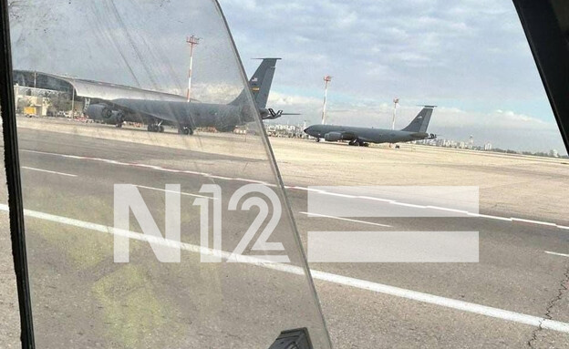 תיעוד מנתב"ג: מטוסי תדלוק של צבא ארה"ב נחתו בישראל (צילום: N12)