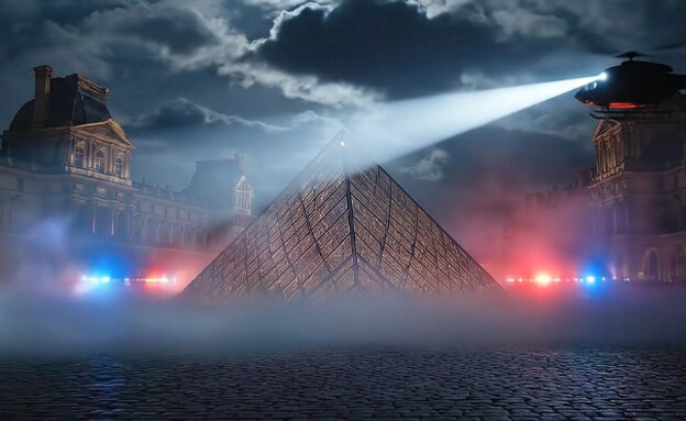 שחזור השוד בלובר (צילום: נוצר בAI)