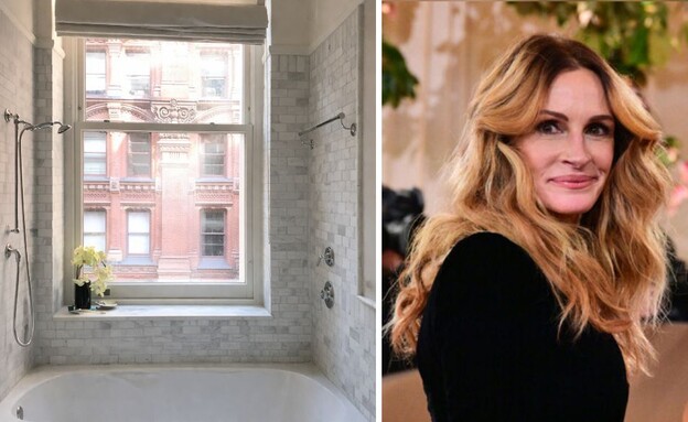 ג'וליה רוברטס והאמבטיה שלה (צילום: Frederic J. Brown / AFP via Getty Images // AI על אינסטגרם)