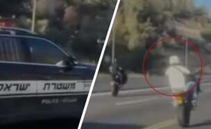 רכב על הגלגל האחורי לפני ניידת משטרה  (צילום: דוברות המשטרה)